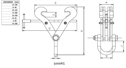 Balkklämma 5000 kg, fixerad gripklo-image-2
