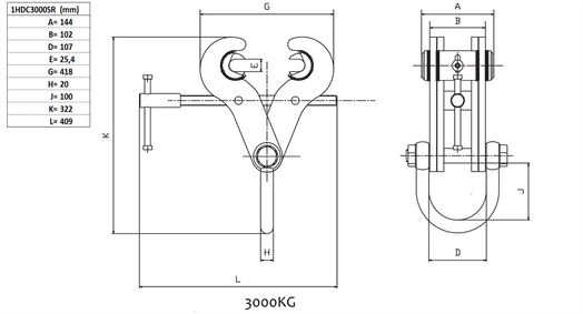 Balkklämma 3000 kg, rörlig gripklo-image-2