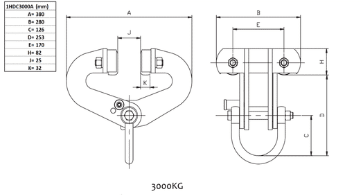 Balkklämma 3000 kg, självlåsande med hjul-image-2