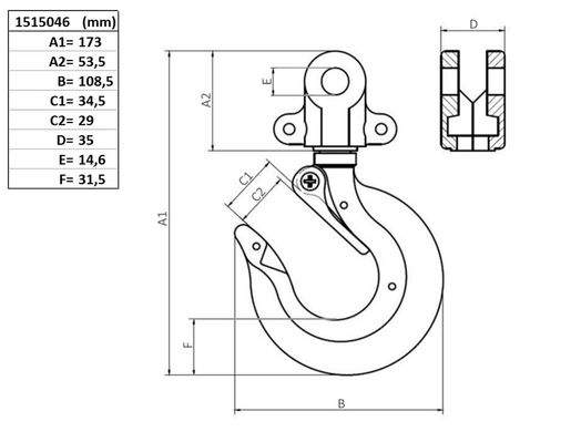 Toppkrok med spärr, 15, 1500 kg-image-2