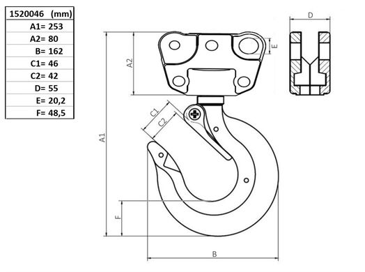 Toppkrok med spärr, 15, 6000 kg-image-2