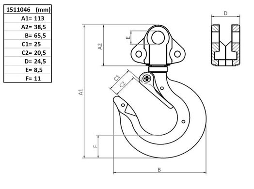 Toppkrok med spärr, 15, 250 kg-image-2