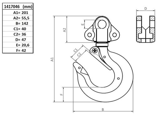 Toppkrok med spärr, 14, 3000 kg-image-2