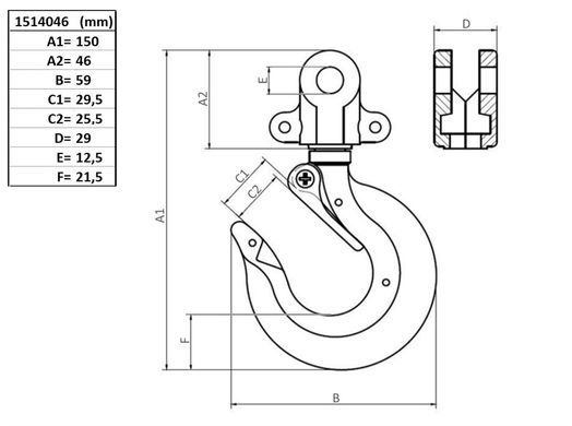 Toppkrok med spärr, 15, 1000 kg-image-2