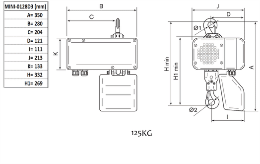 Eltelfer 125kg, 8/2m/min 1-p 3 m-image-2