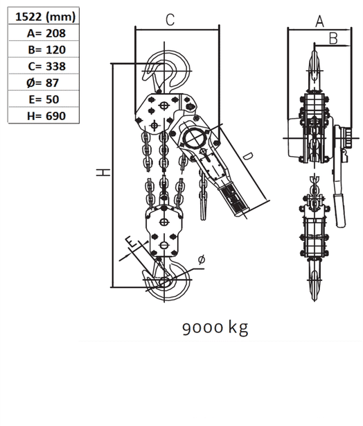 Spaklyftblock 9000 kg, lyfthöjd 1,5 m-image-2