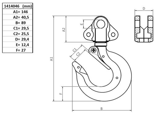 Toppkrok med spärr, 14, 1000 kg-image-2