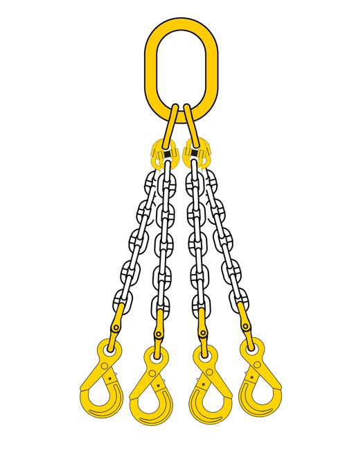 Kättingredskap, 4-Part, Säkerhetskrok-ögla, 2.36 ton, 6 mm, 1 m