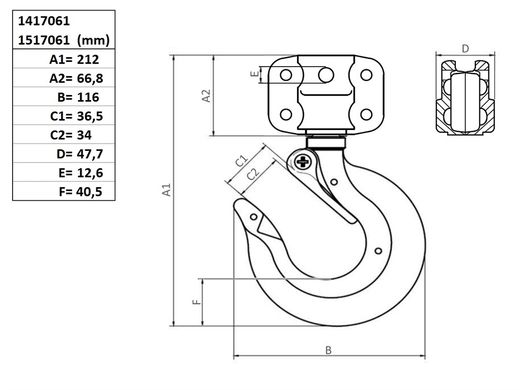 BOTTOM HOOK ASSY, TYPE 14, 3000KGS-image-1