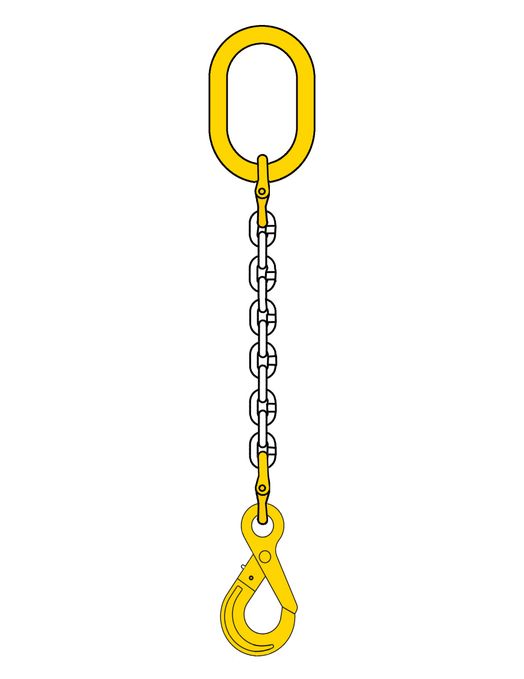Chain Sling, 1-Leg, Eye Sling Safety Hook, 6 mm, 1 m-image-1