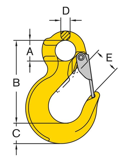 Eye sling hook with latch, 5300 kg, 13 mm-image-1