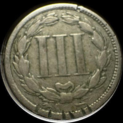 1868-P 3-Cent Nickel Ungraded (back)
