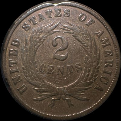 1869-P 2-Cent Piece Ungraded (back)