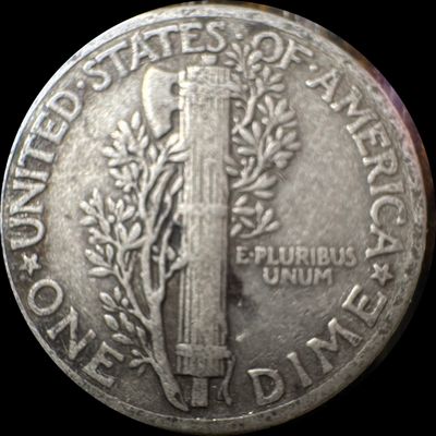 1940-P Mercury Dime Ungraded (back)
