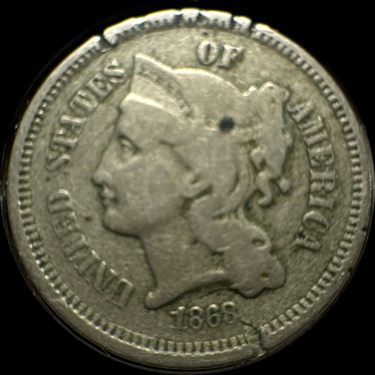 1868-P 3-Cent Nickel Ungraded (front)