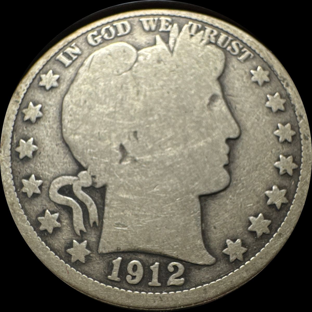 1912-P Barber Half Dollar Ungraded (front)