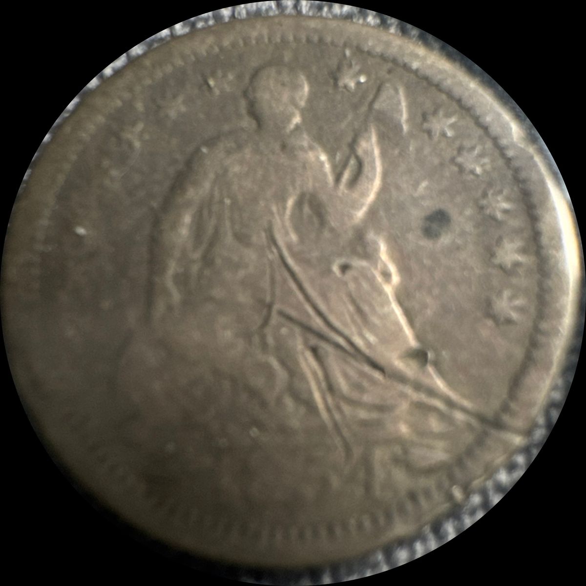 1854 P Seated Liberty Half Dime Ungraded (front)