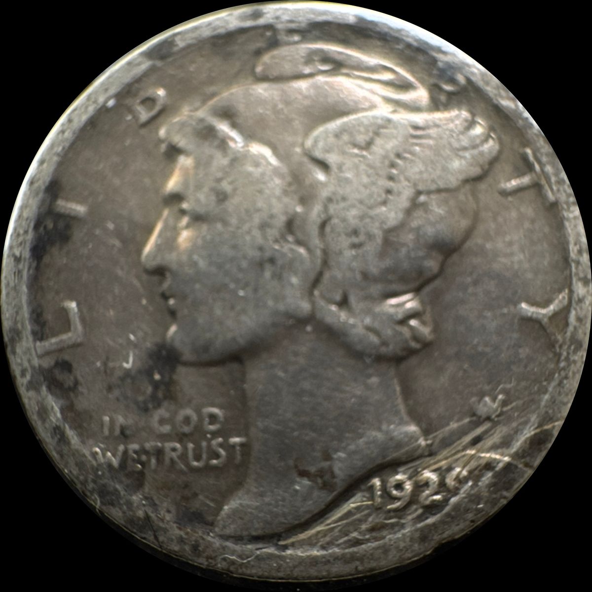1929-D Mercury Dime Ungraded (front)