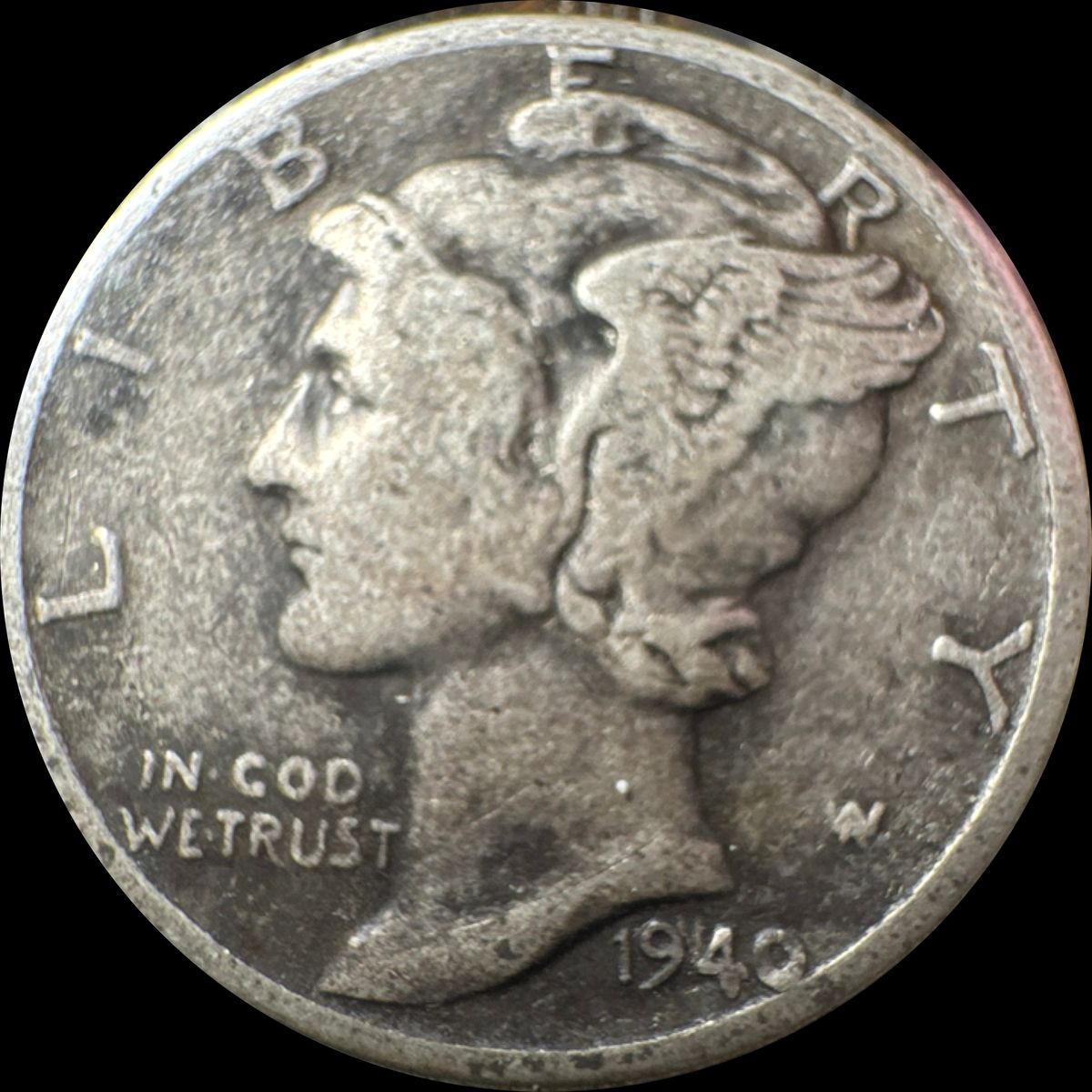 1940-P Mercury Dime Ungraded (front)
