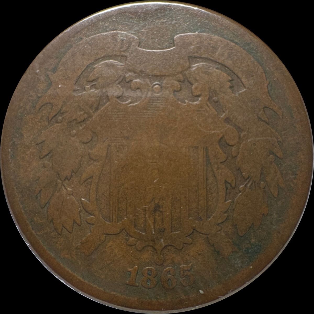 1865-P 2-Cent Piece Ungraded (front)