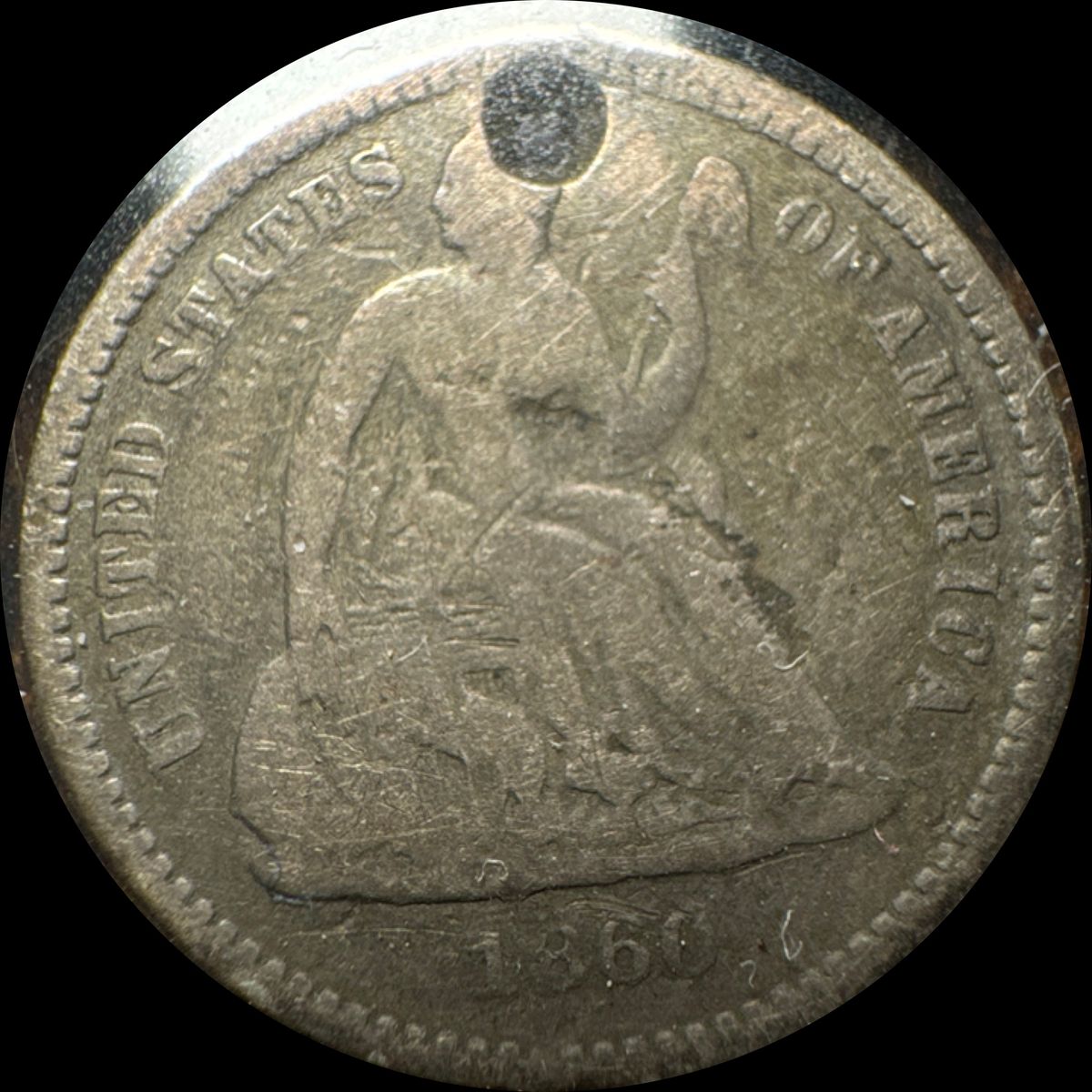 1860-P Seated Liberty Half Dime Ungraded (front)