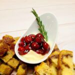 White Chocolate Mousse Cranberry Pom Sauce