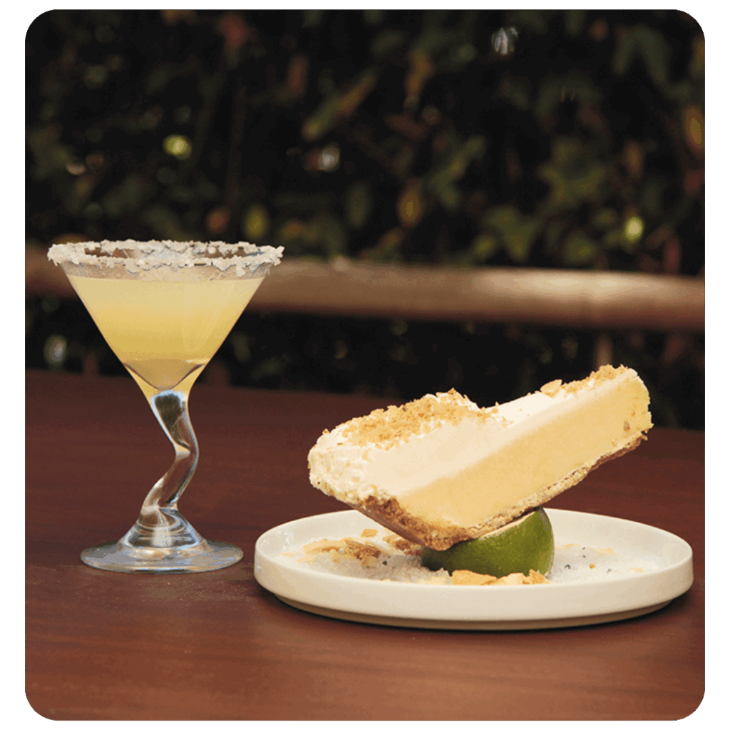 Key lime pie paired with a key lime martini.