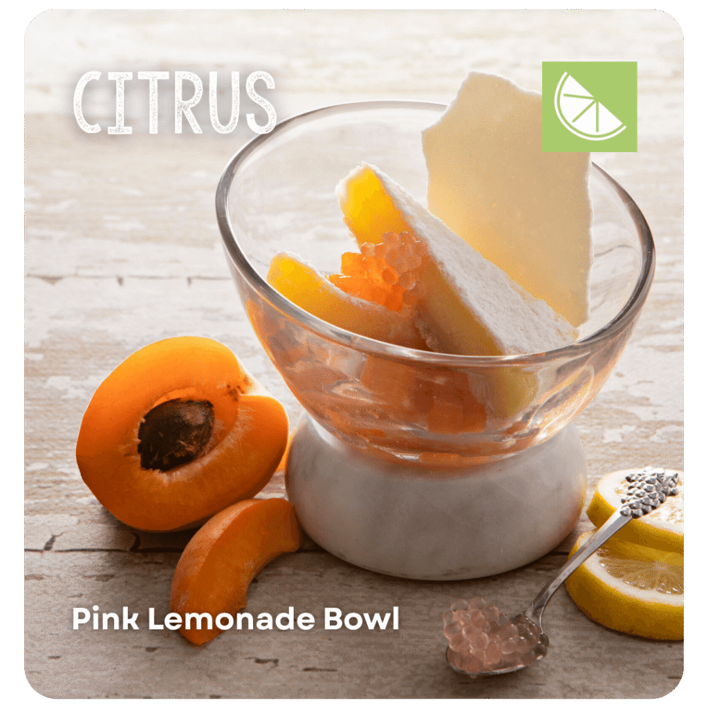 Citrus pink lemonade bowl with summer dessert garnishes
