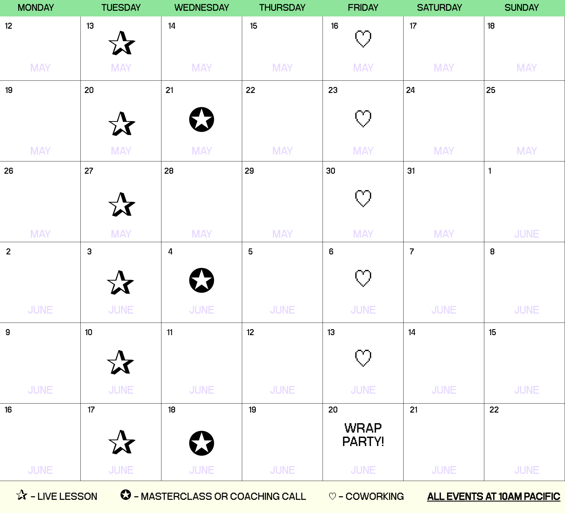 Sprint 2025 schedule, class starts May 13th with 2-3 live sessions per week