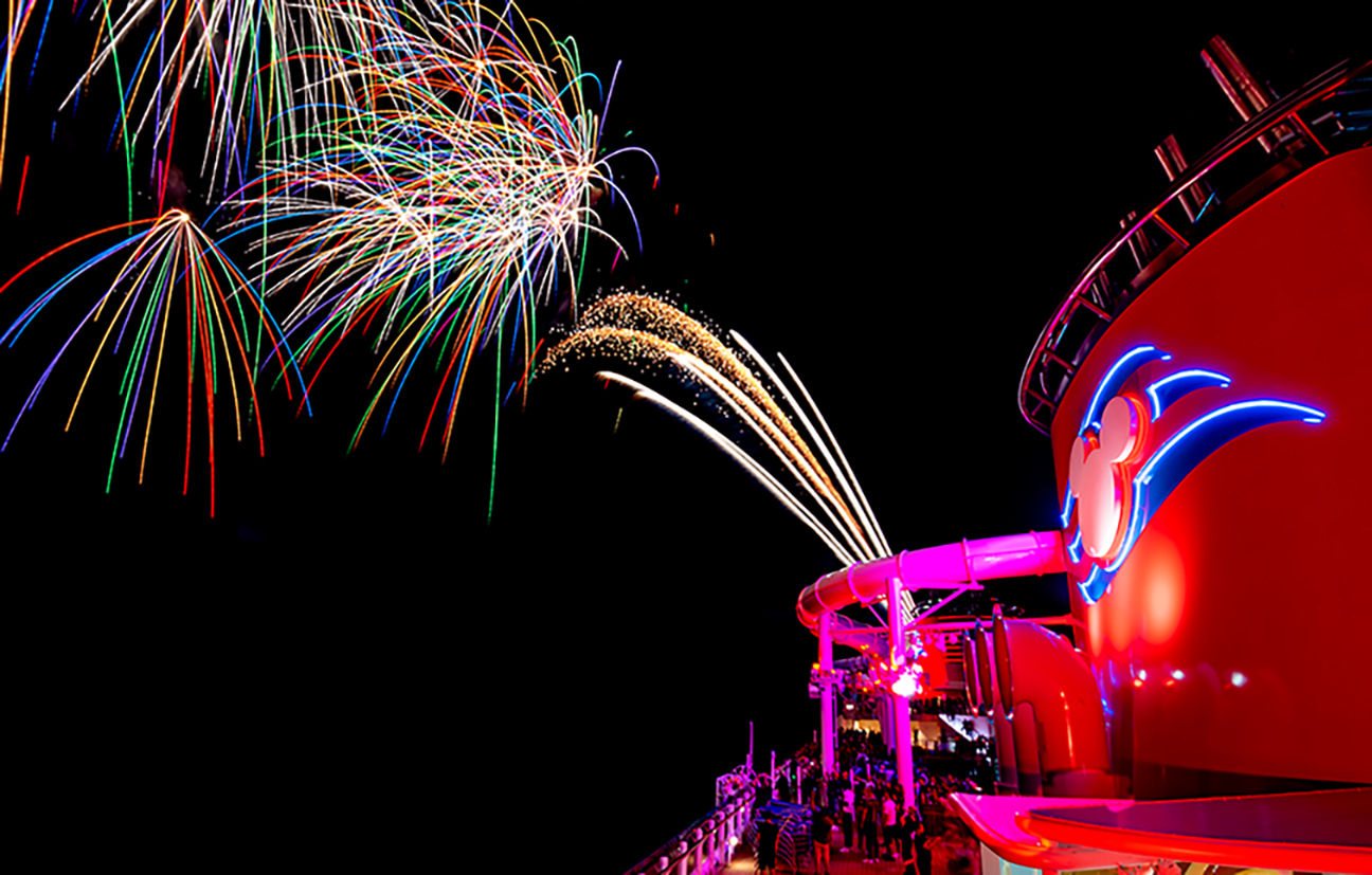 Disney Treasure fireworks at sea
