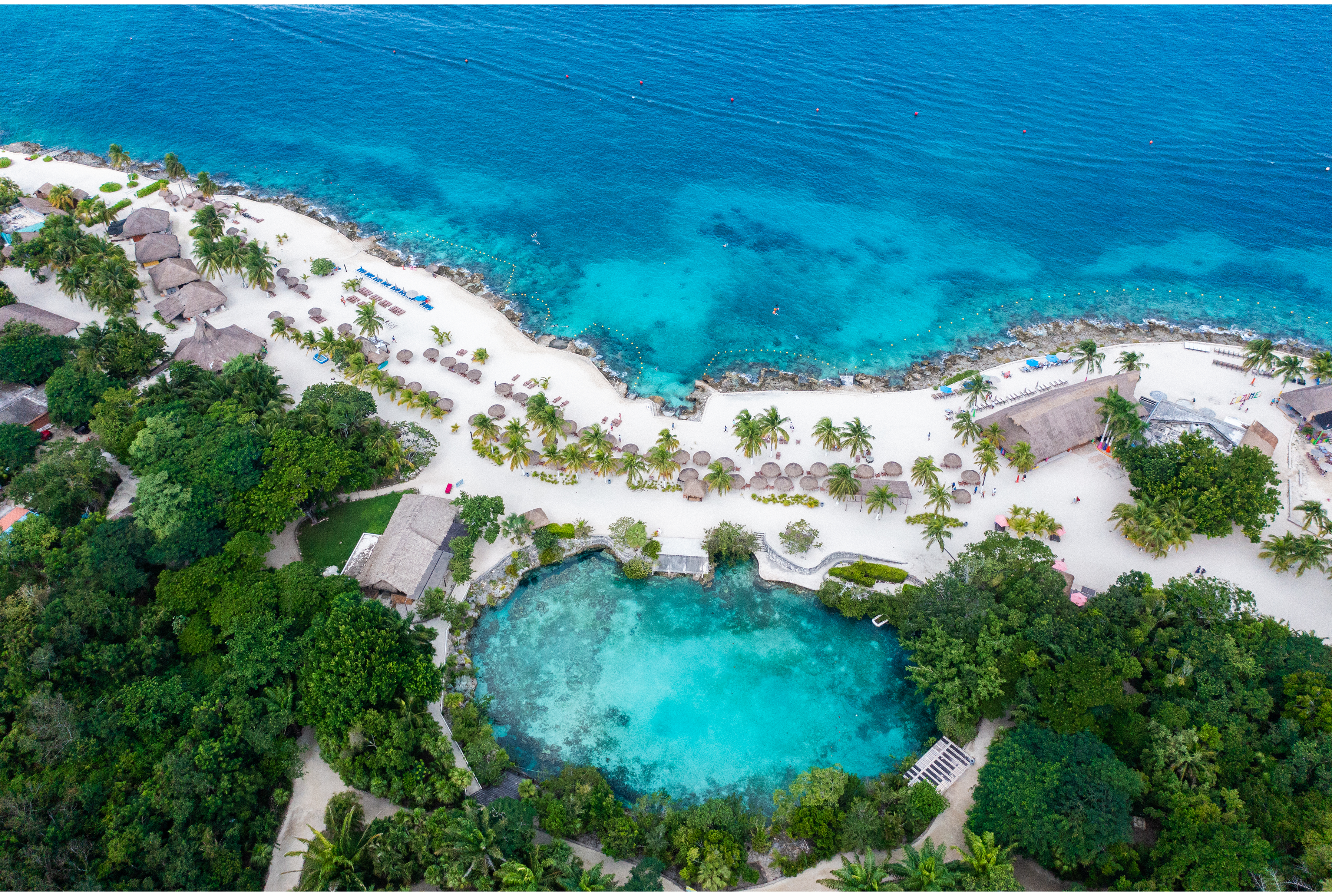 Mexico East Coast cruise destination with Caribbean blue water, beach clubs, and tropical Yucatan coastline