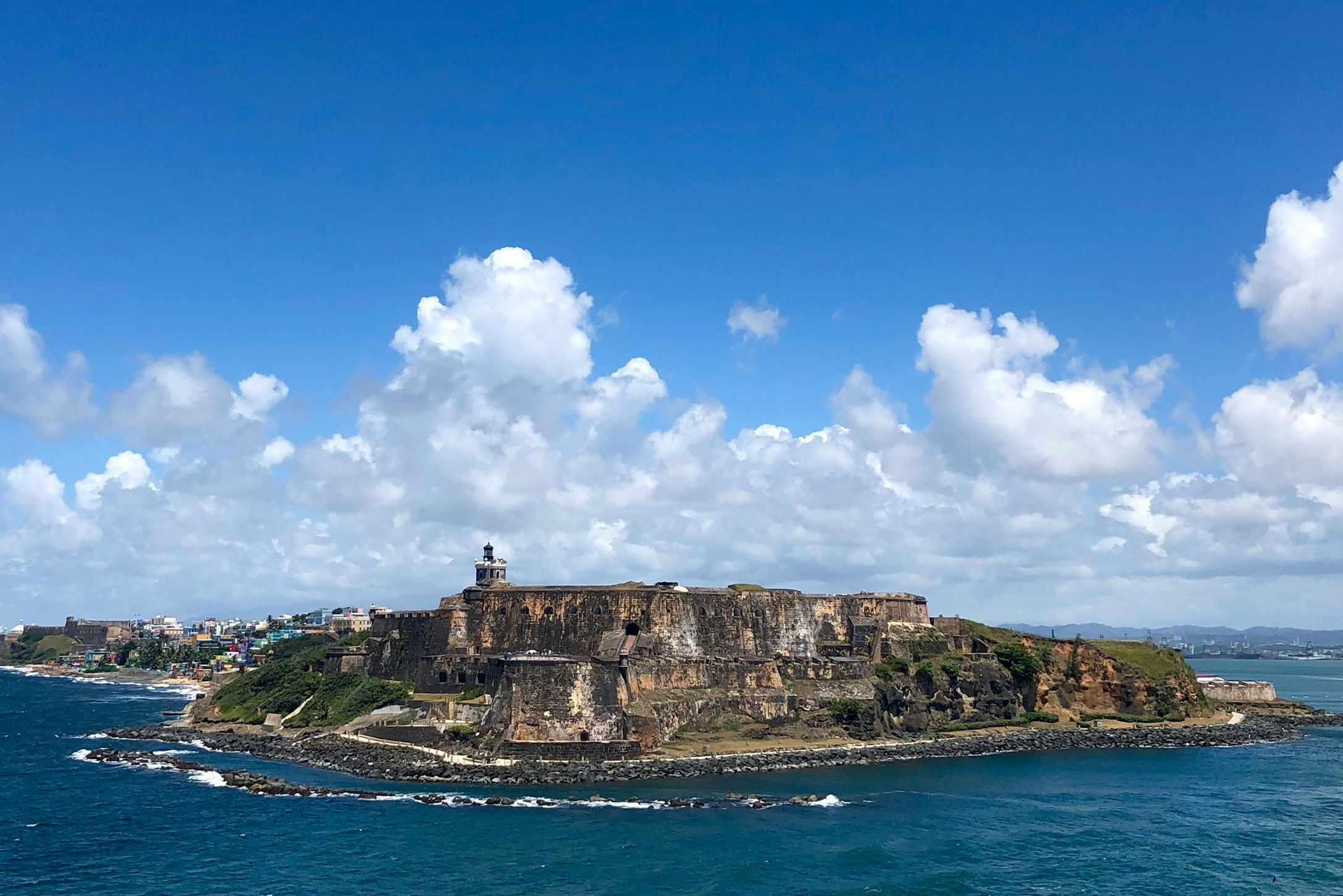 San Juan Puerto Rico cruise port and El Morro fortress coastline