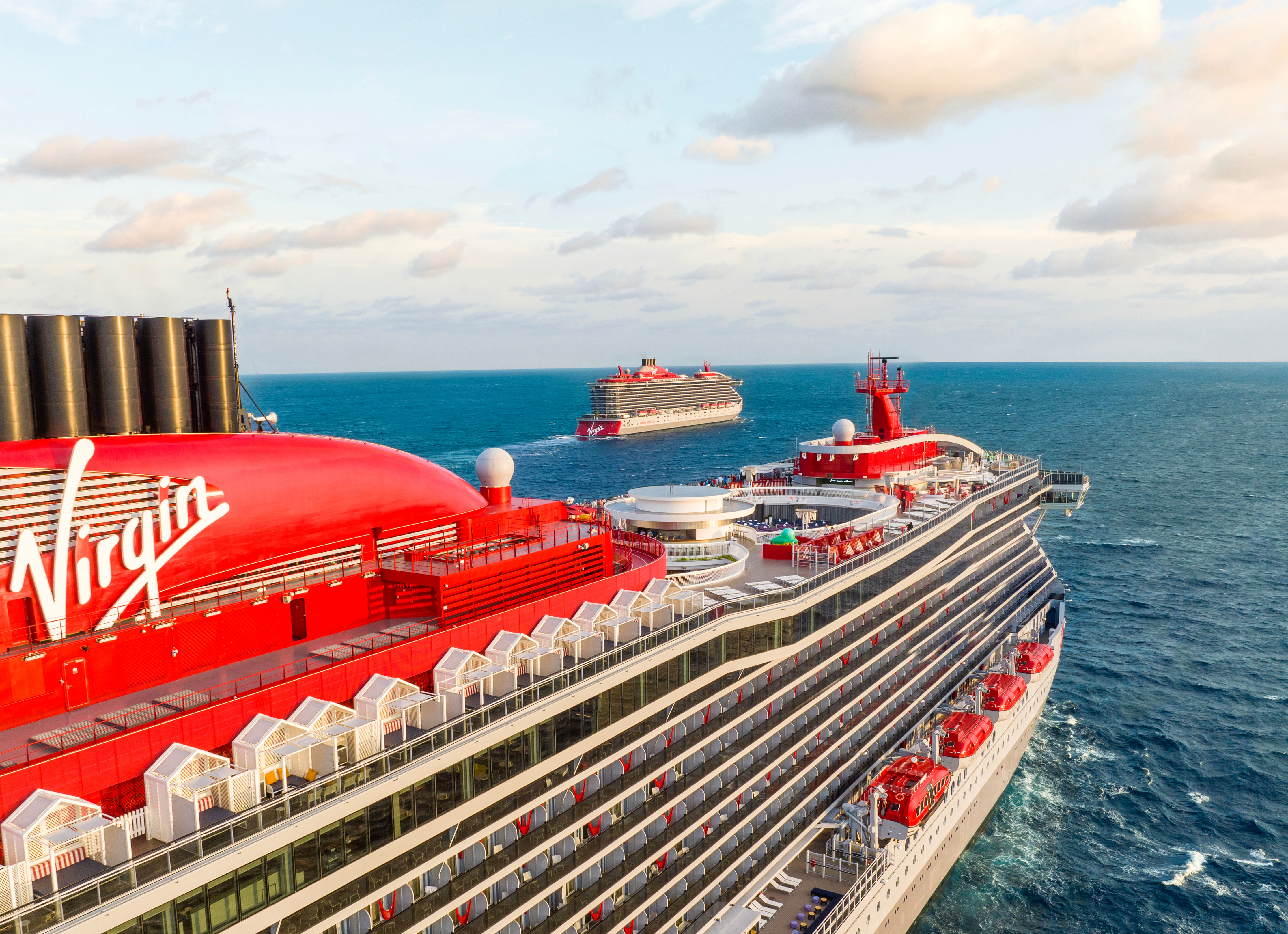 Virgin Voyages cruise ship at sea