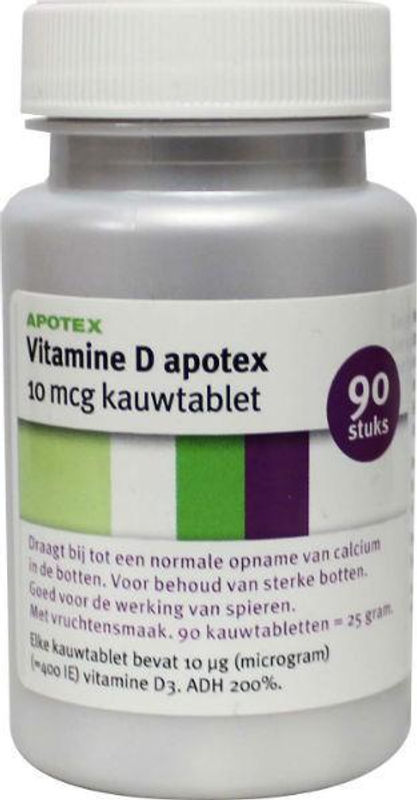 Apotex Vitamine D fruit 10mcg kauwtablet