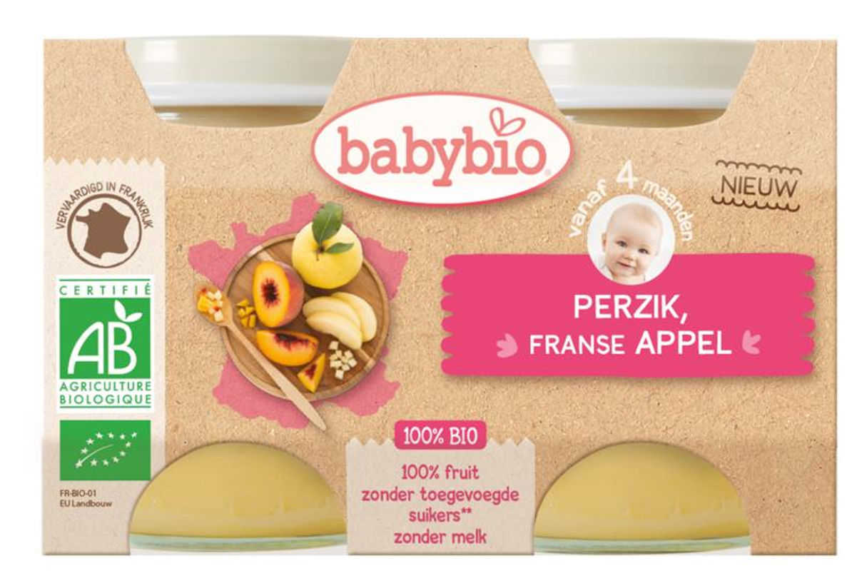 Babybio Dessert appel perzik 130 gram bio