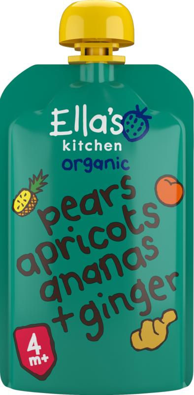 Ella's Kitchen Pear apricots ananas ginger 4+ maanden bio