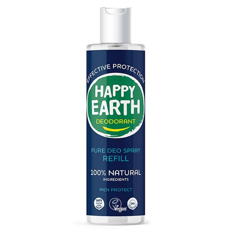 Happy Earth Pure deodorant spray men protect refill