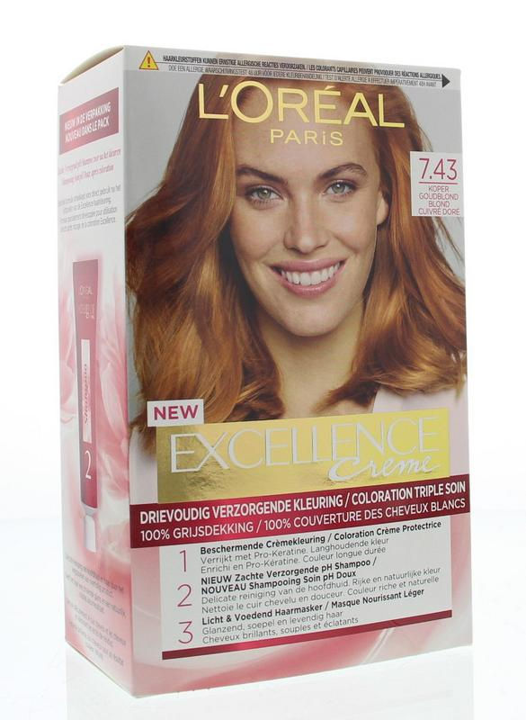 Loreal Excellence 7.43 koper goudblond