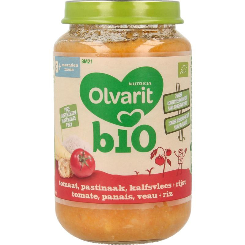 Olvarit Tomaat pastinaak kalf rijst bio 8M21 bio