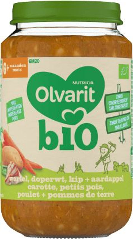 Olvarit Wortel erwt kip aardappel bio 6M20
