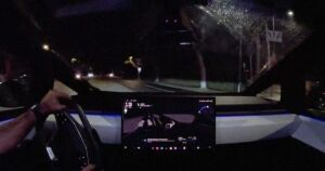 cybertruck fsd drive onto median