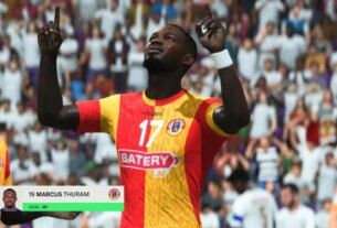 Marcus Thuram celebrating a goal in eafc 25