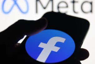 meta logo displayed laptop screen 935568325