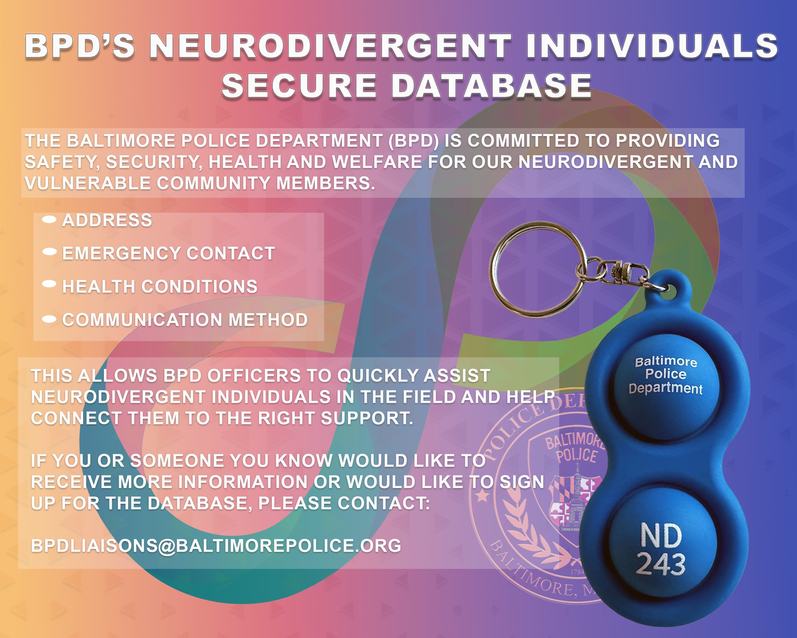 Baltimore Police Department launches neurodivergent individuals database, expands tools to support safer interactions 1 NeurodivergentDatabase scaled