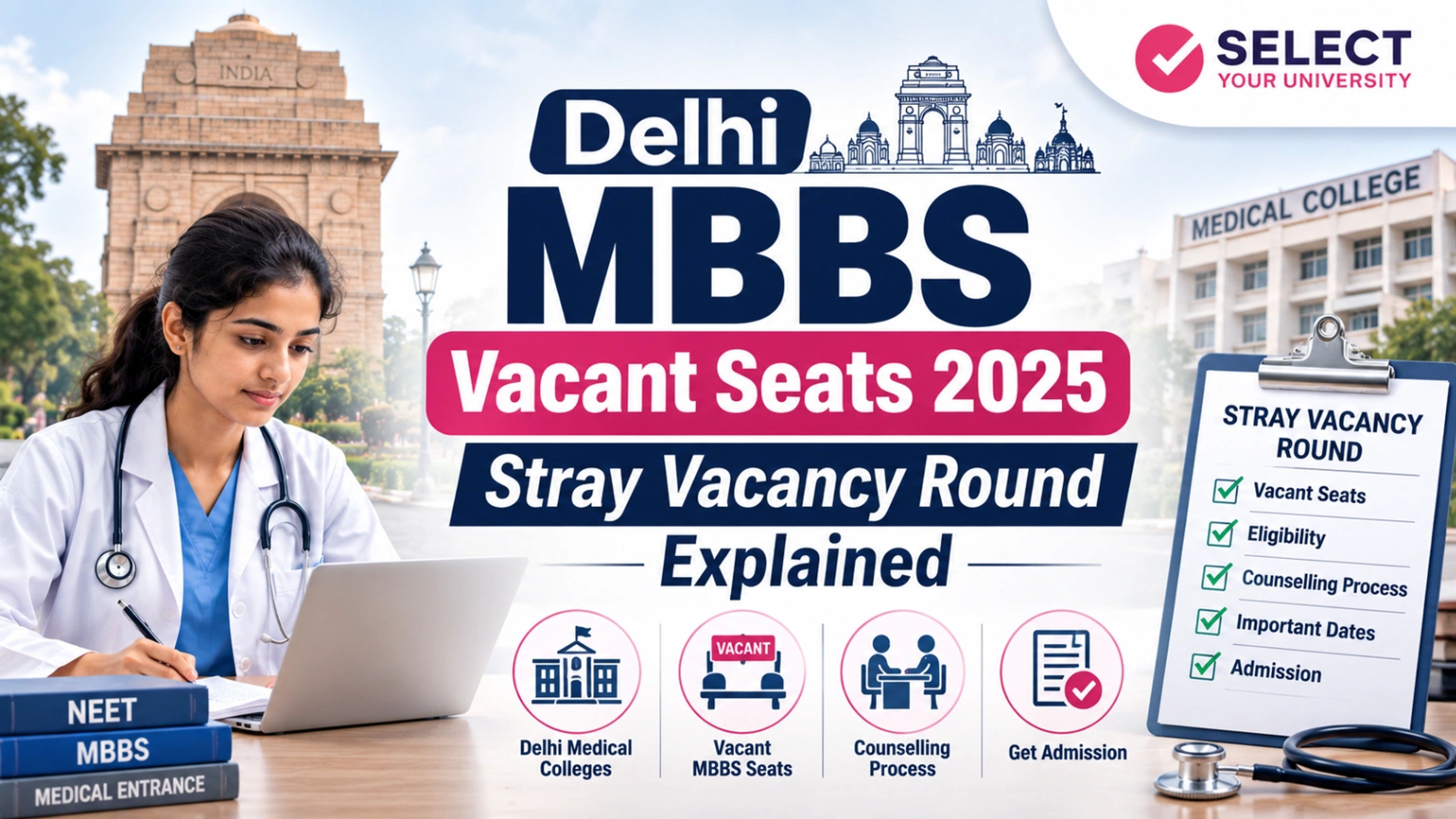 Delhi MBBS Vacant Seats 2025 Stray Vacancy Round Explained