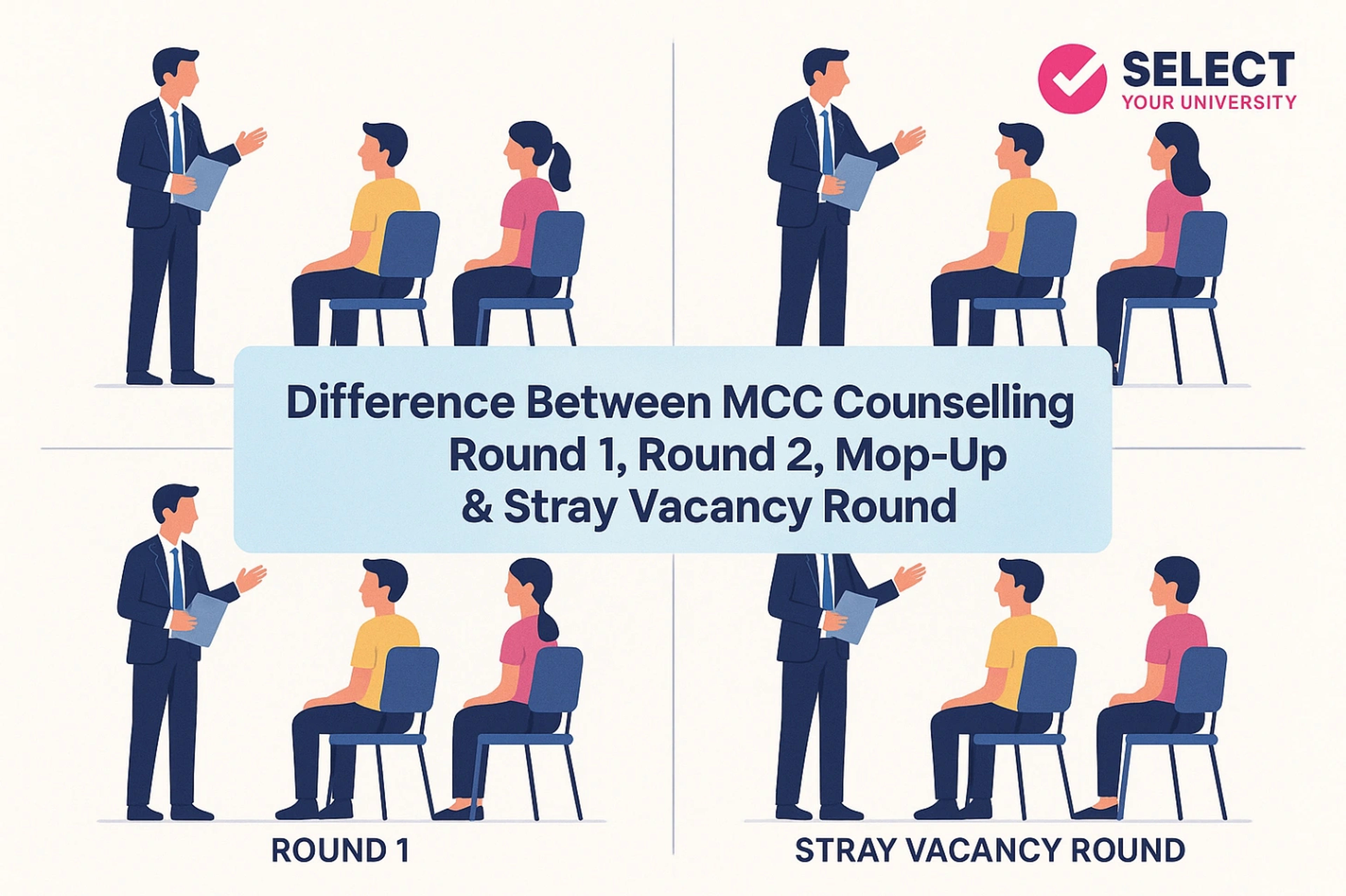 MCC Counselling: Difference Between Round 1, Round 2, Mop-Up & Stray Vacancy Round