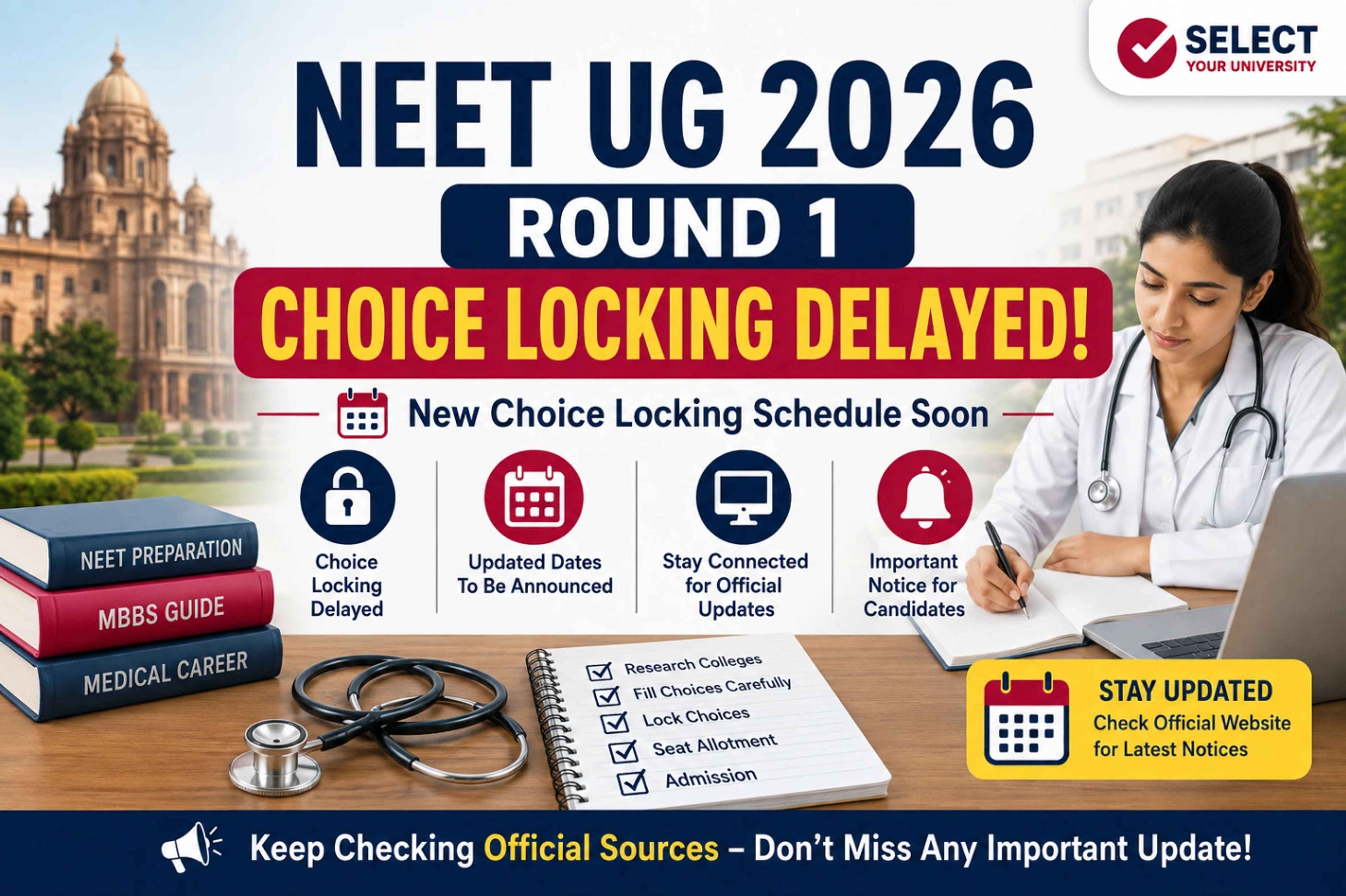 NEET UG 2026 Round 1 Choice Locking Delayed