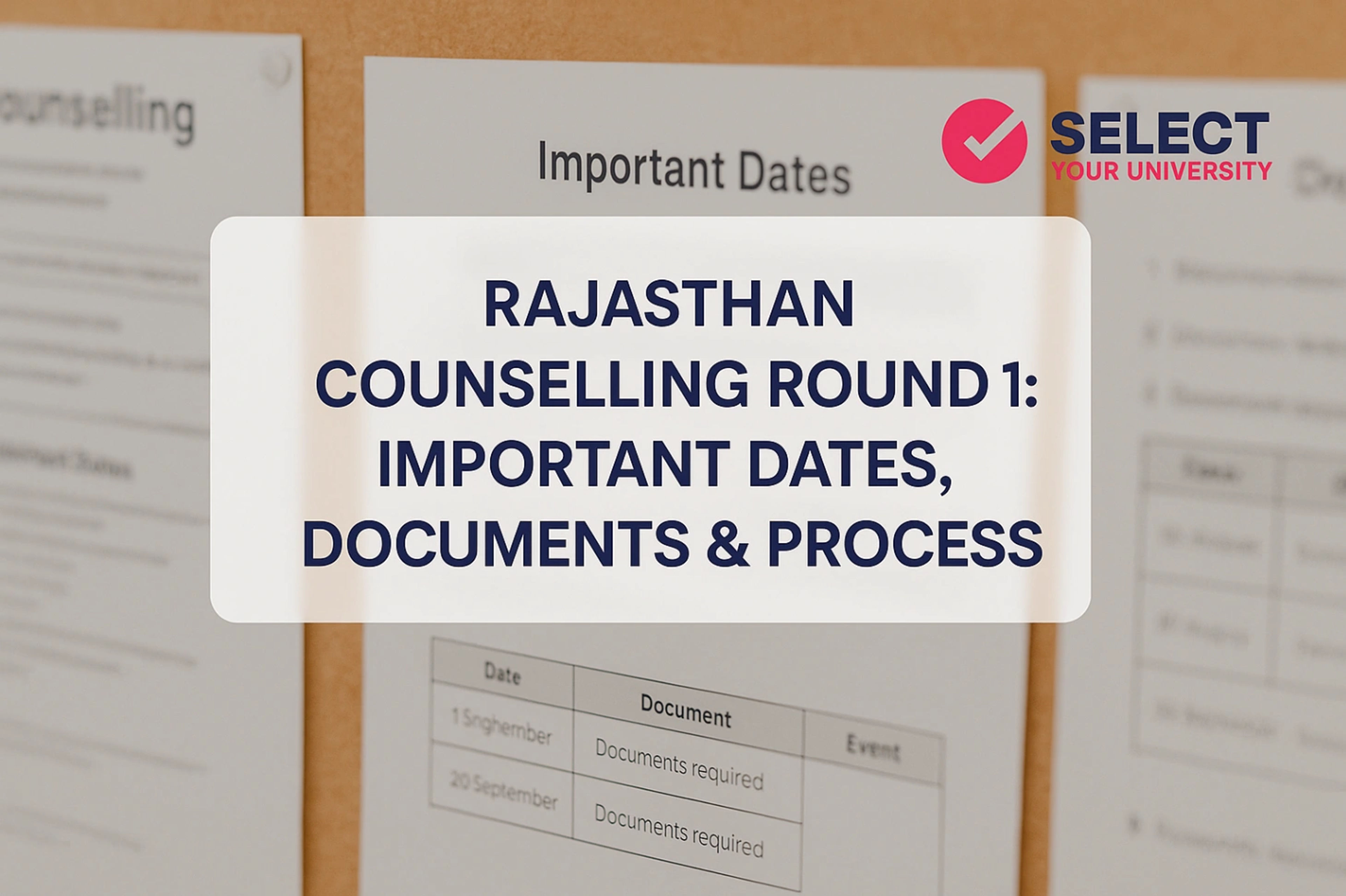 Rajasthan Counselling Round 1 Important Dates, Documents & Process