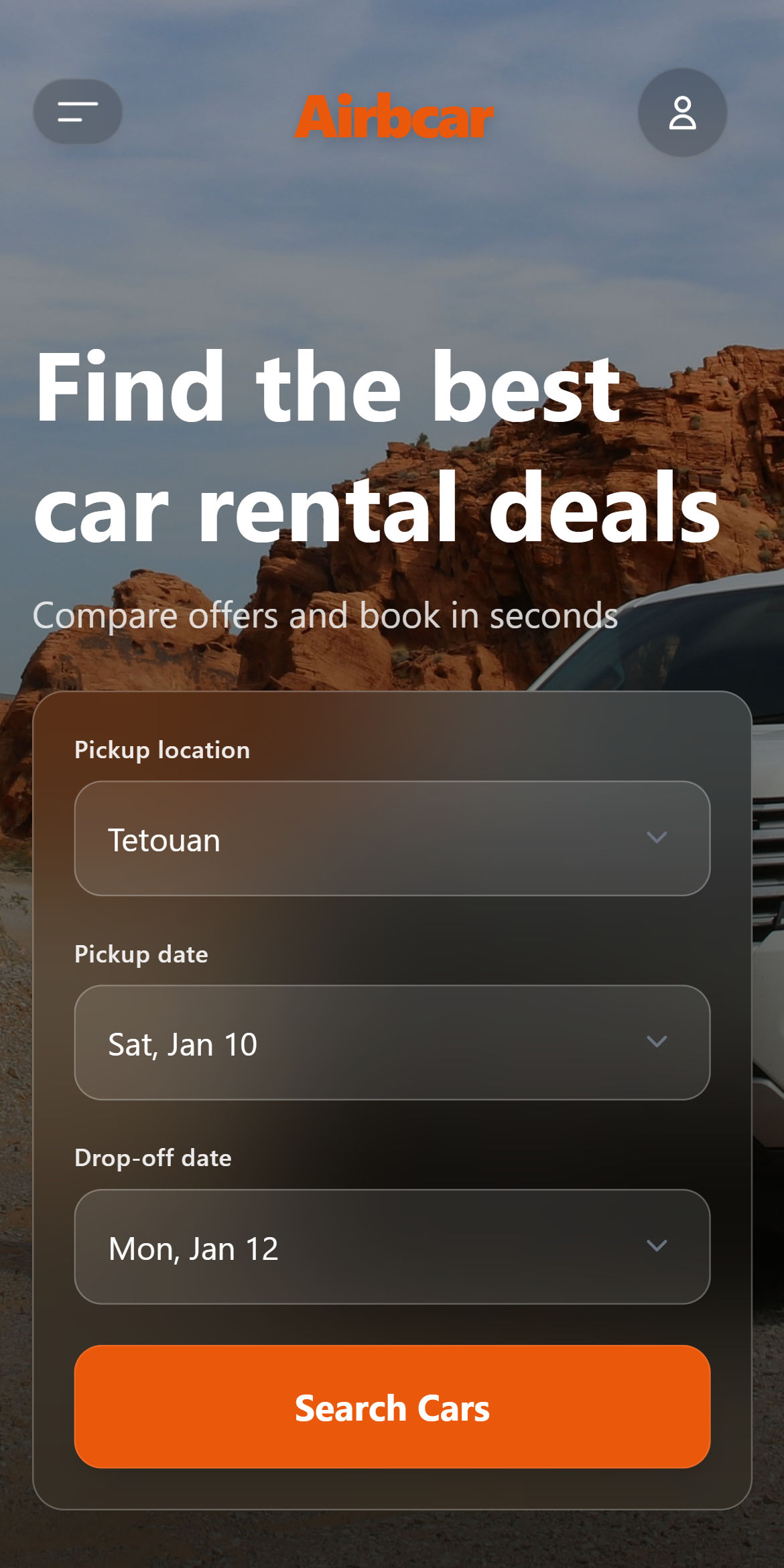 AirbCar App Interface