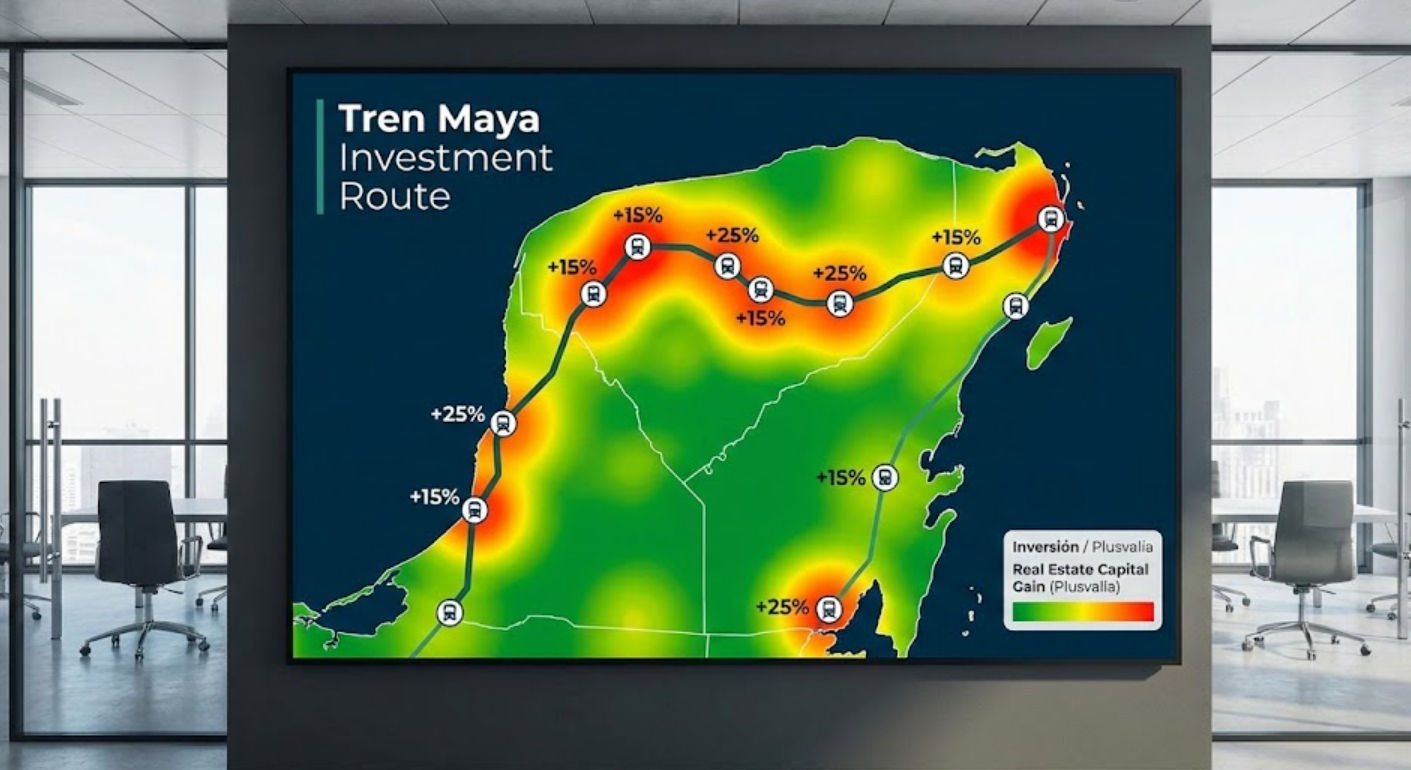 Inversión Maya y Plusvalía en Yucatán: Guía de Itzimná Real Estate Mapa de inversión ruta Tren Maya y zonas de alta plusvalía inmobiliaria en Yucatán y Mérida - Itzimná Real Estate